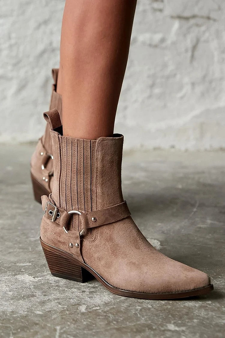 Élise™ - Western Suede Ankle Boots