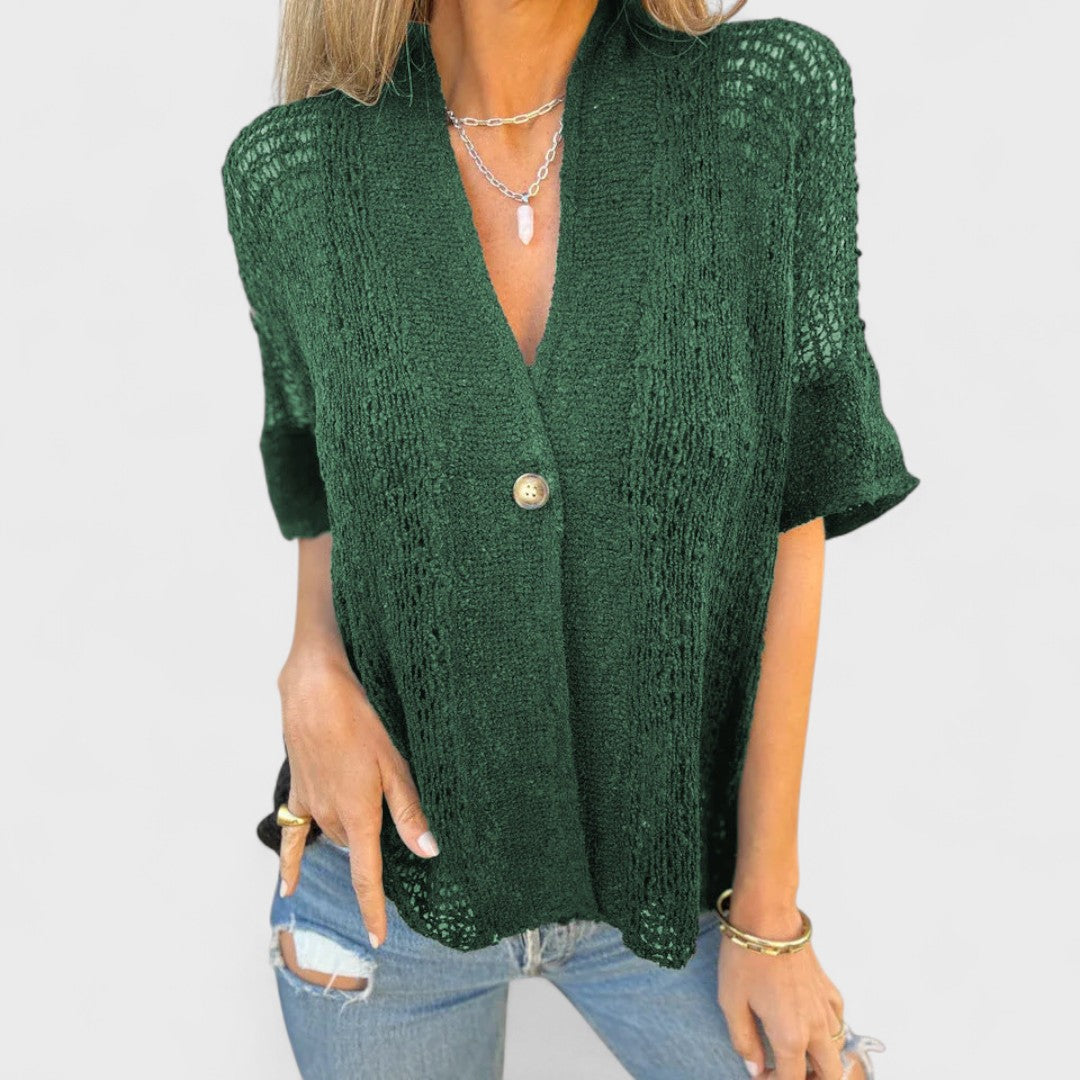 Élise™ - Women's Solid Color Top with One Button