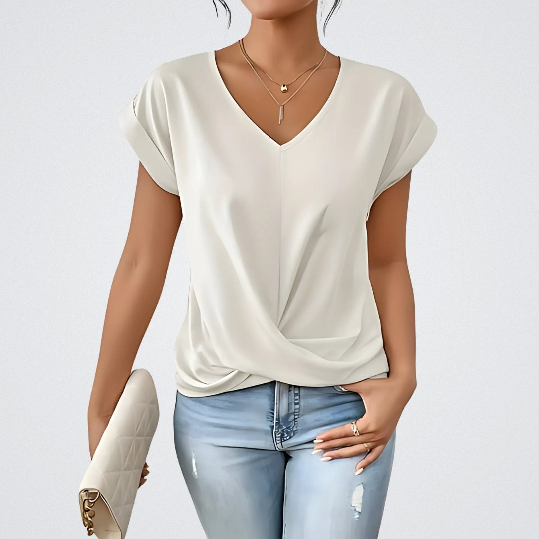 Élise™ – Twist Front Top with V-Neck