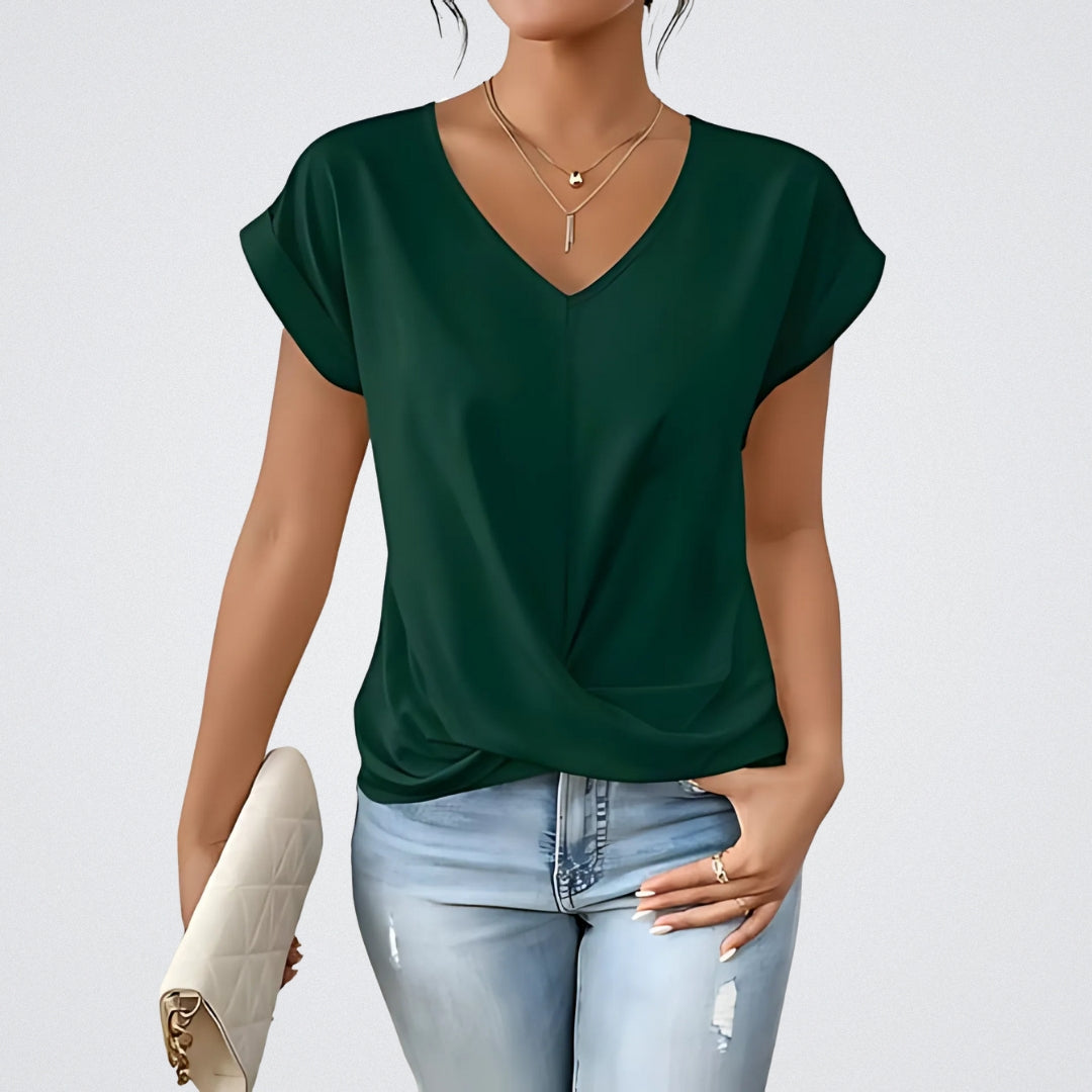Élise™ – Twist Front Top with V-Neck