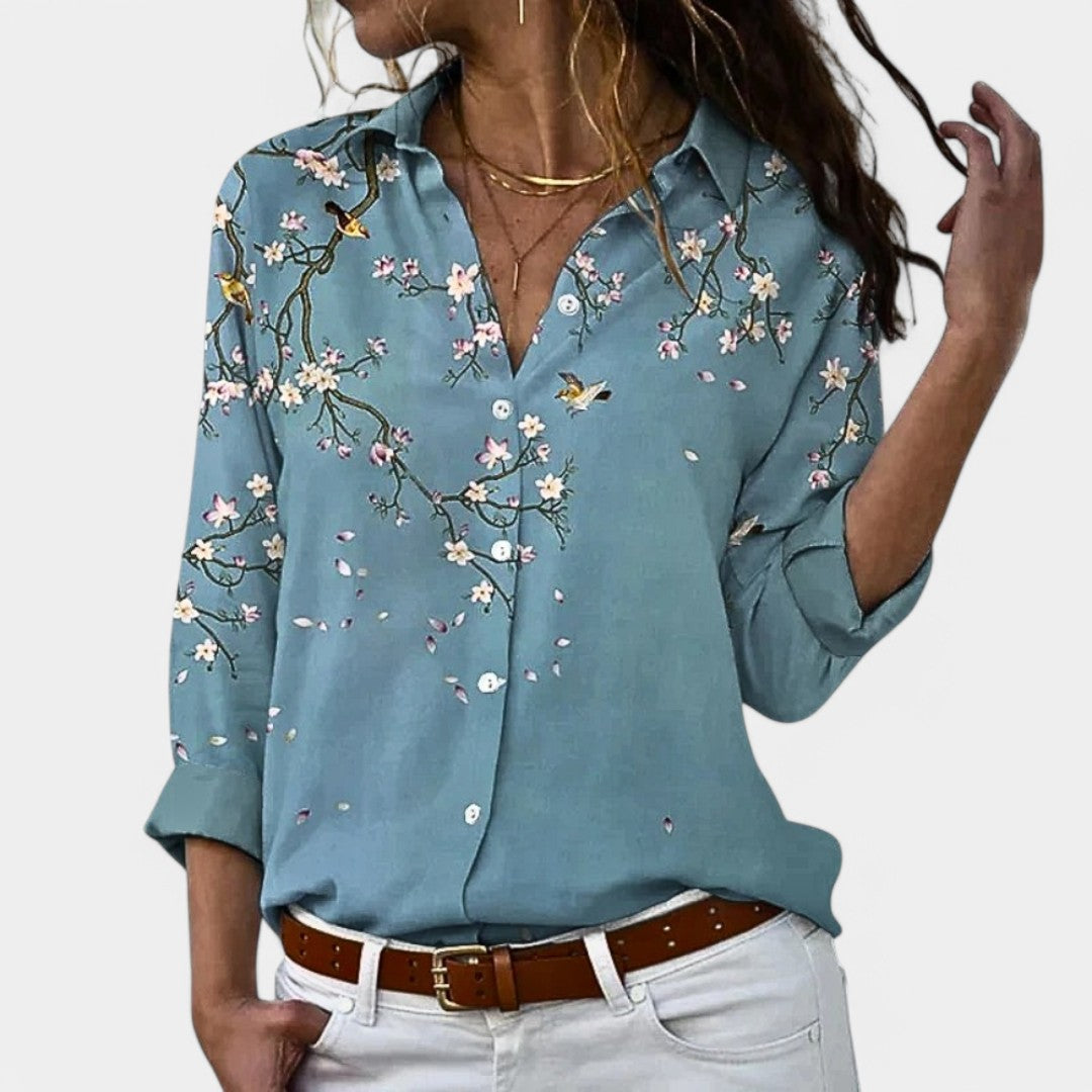 Élise™ | Women's Long Sleeve Blouse with Elegant Print