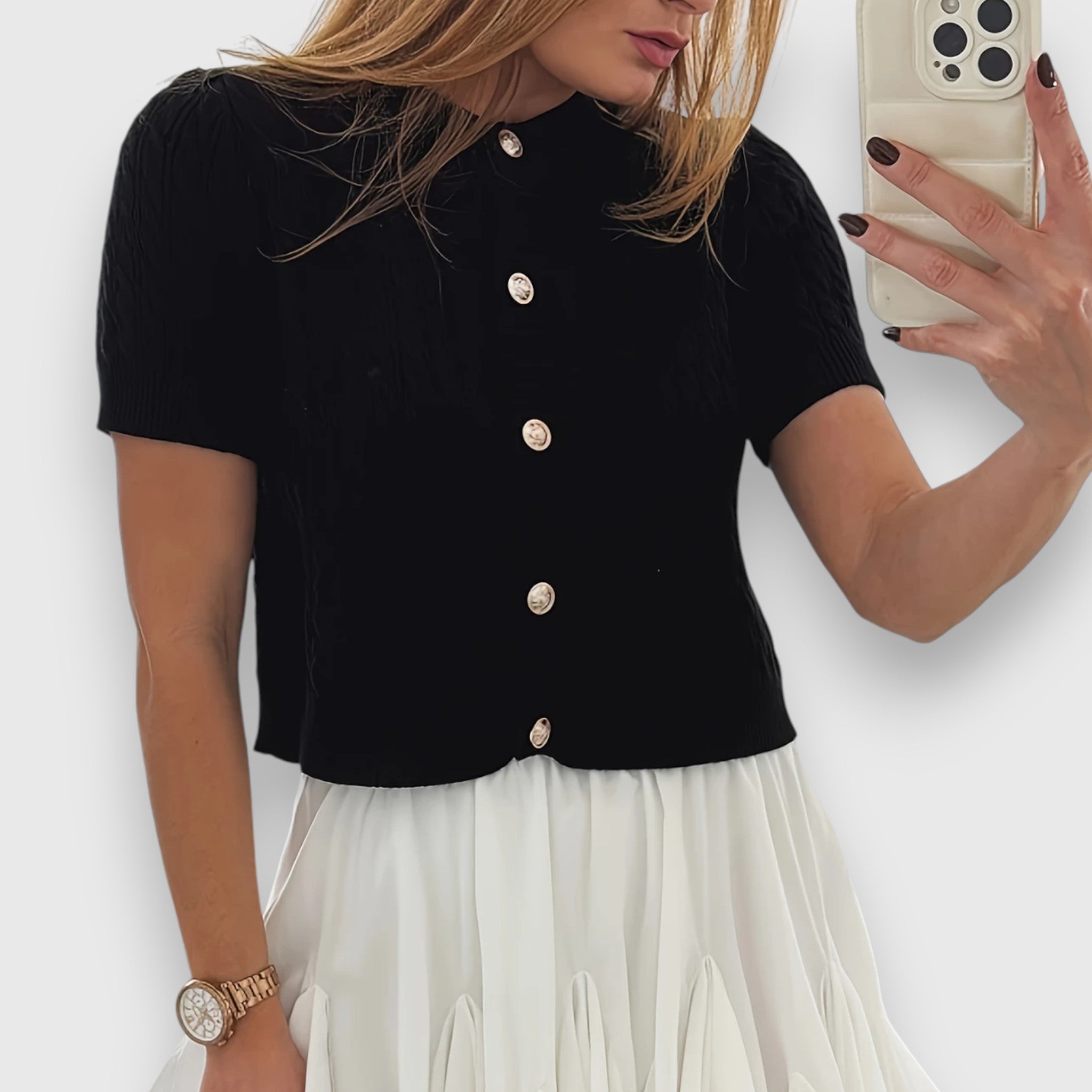 Élise – Button-Up Short Cardigan