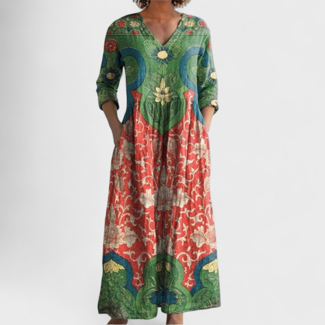 Élise™ - Maxi Dress with Vintage Floral Print