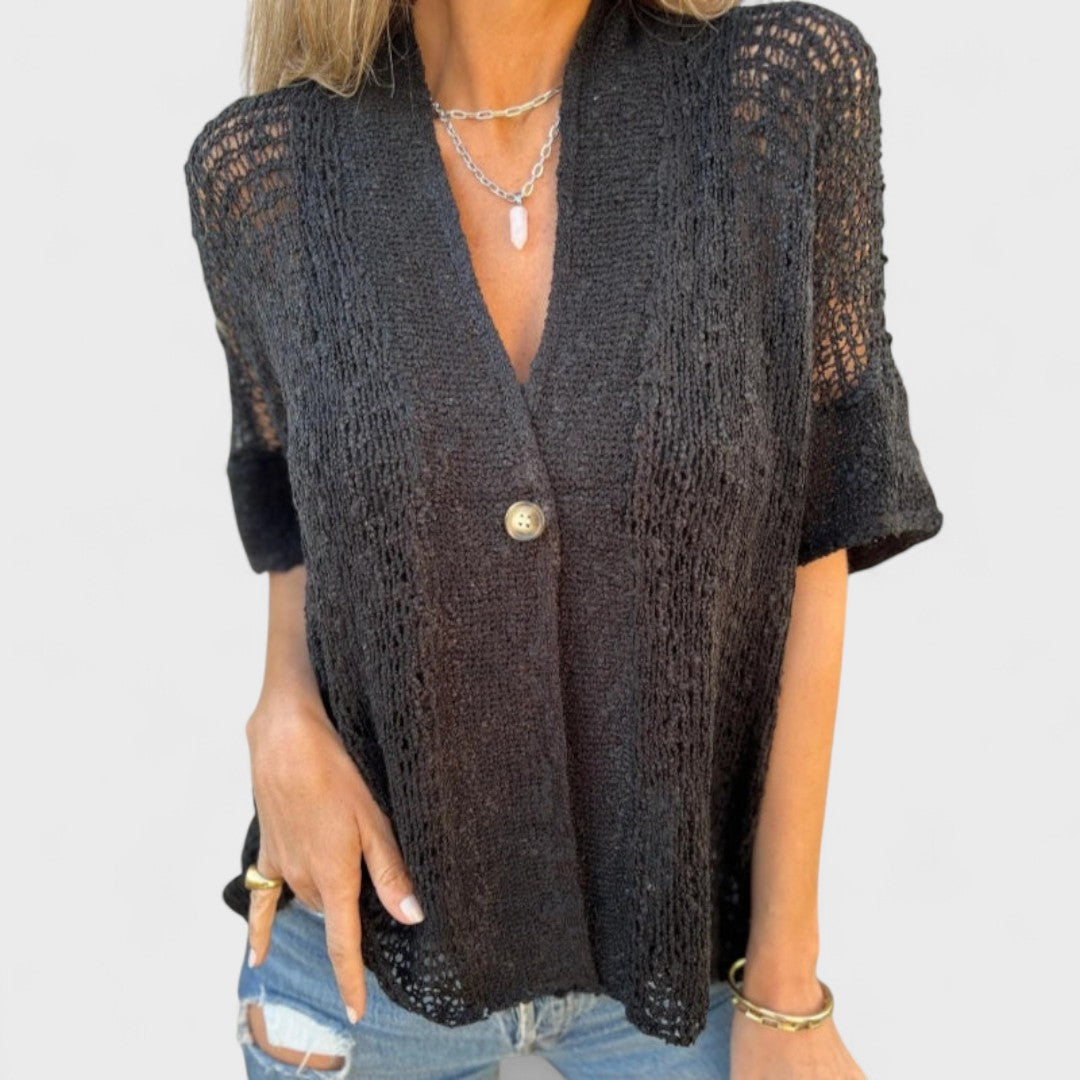 Élise™ - Women's Solid Color Top with One Button
