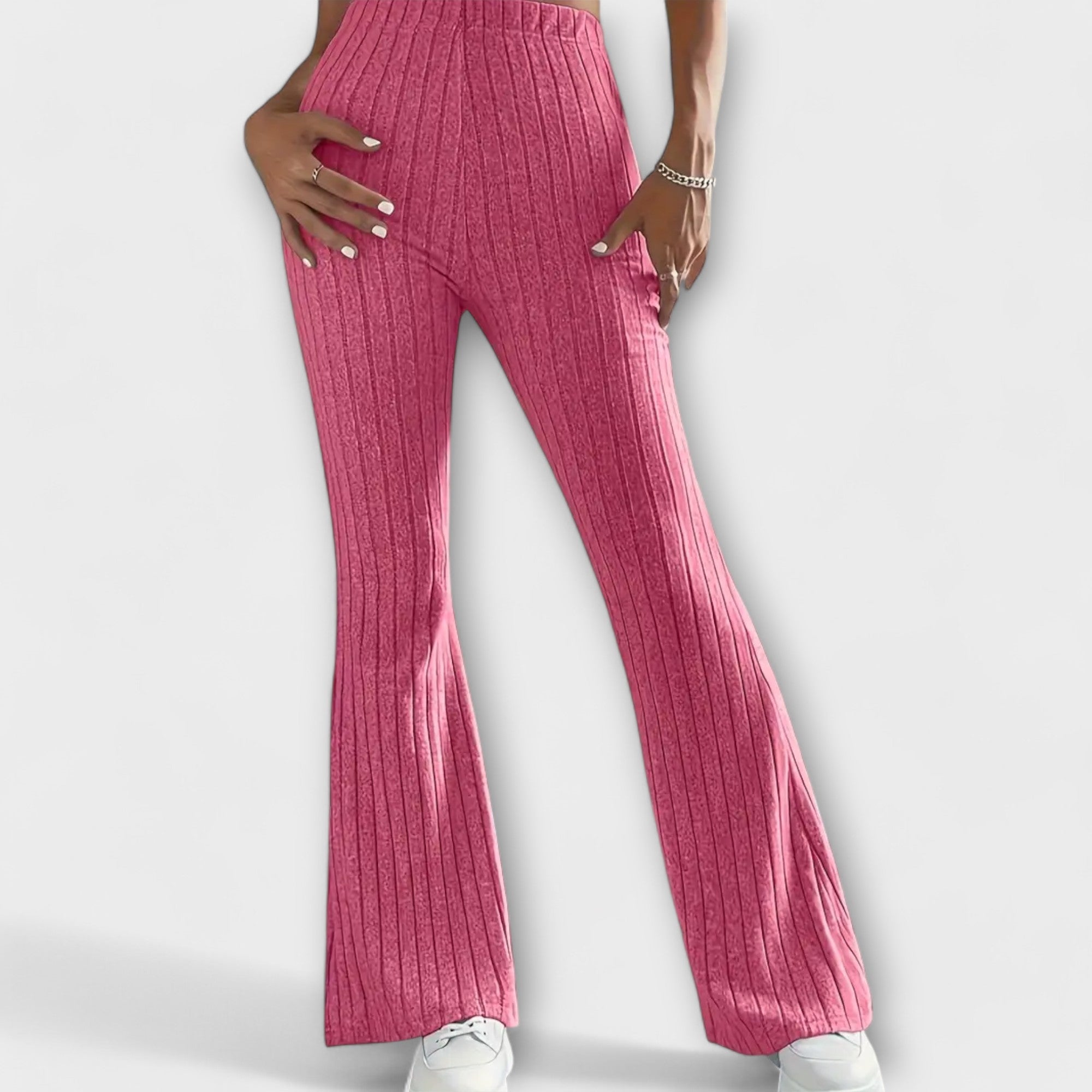 Élise™ – Flared Trousers with Fine Structure