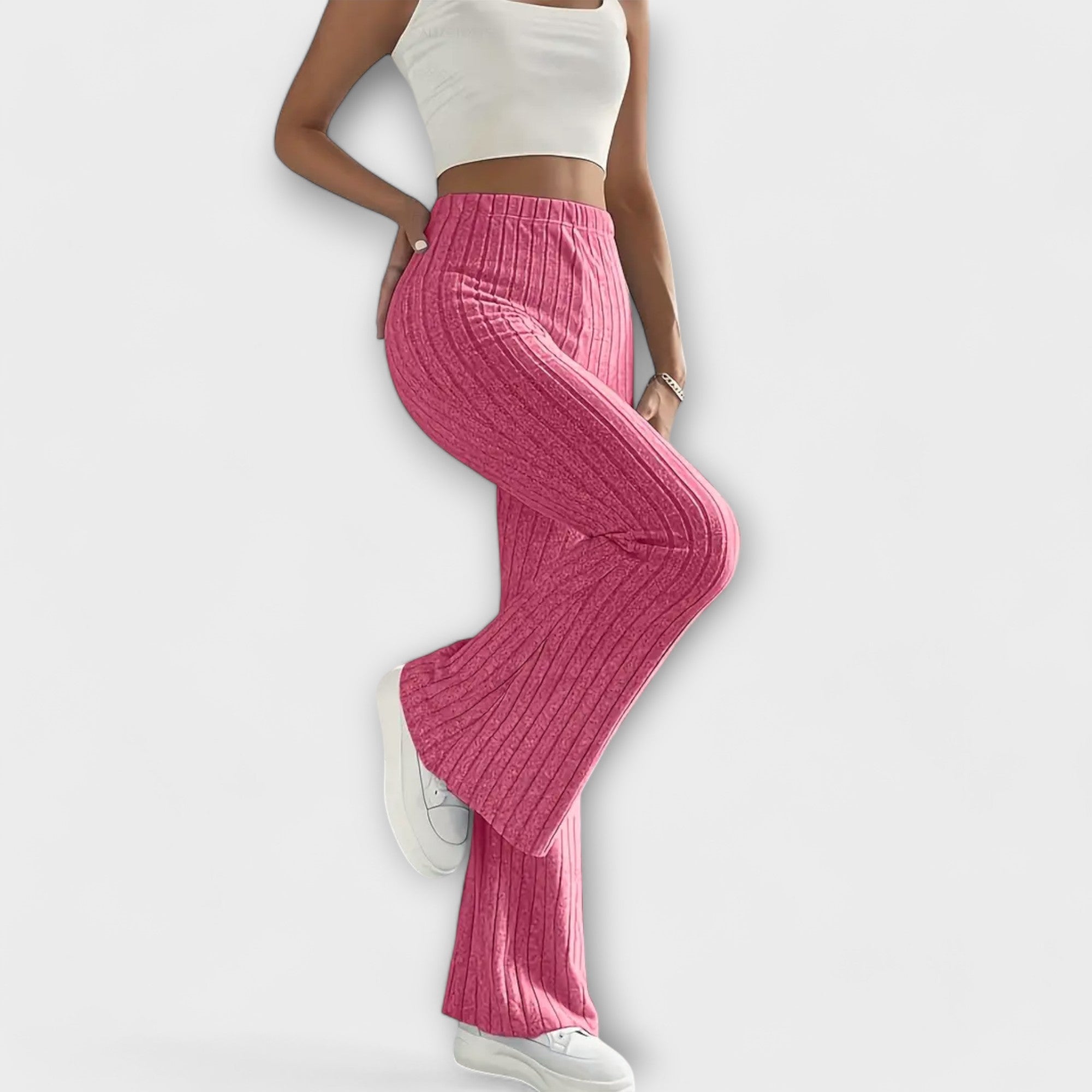 Élise™ – Flared Trousers with Fine Structure