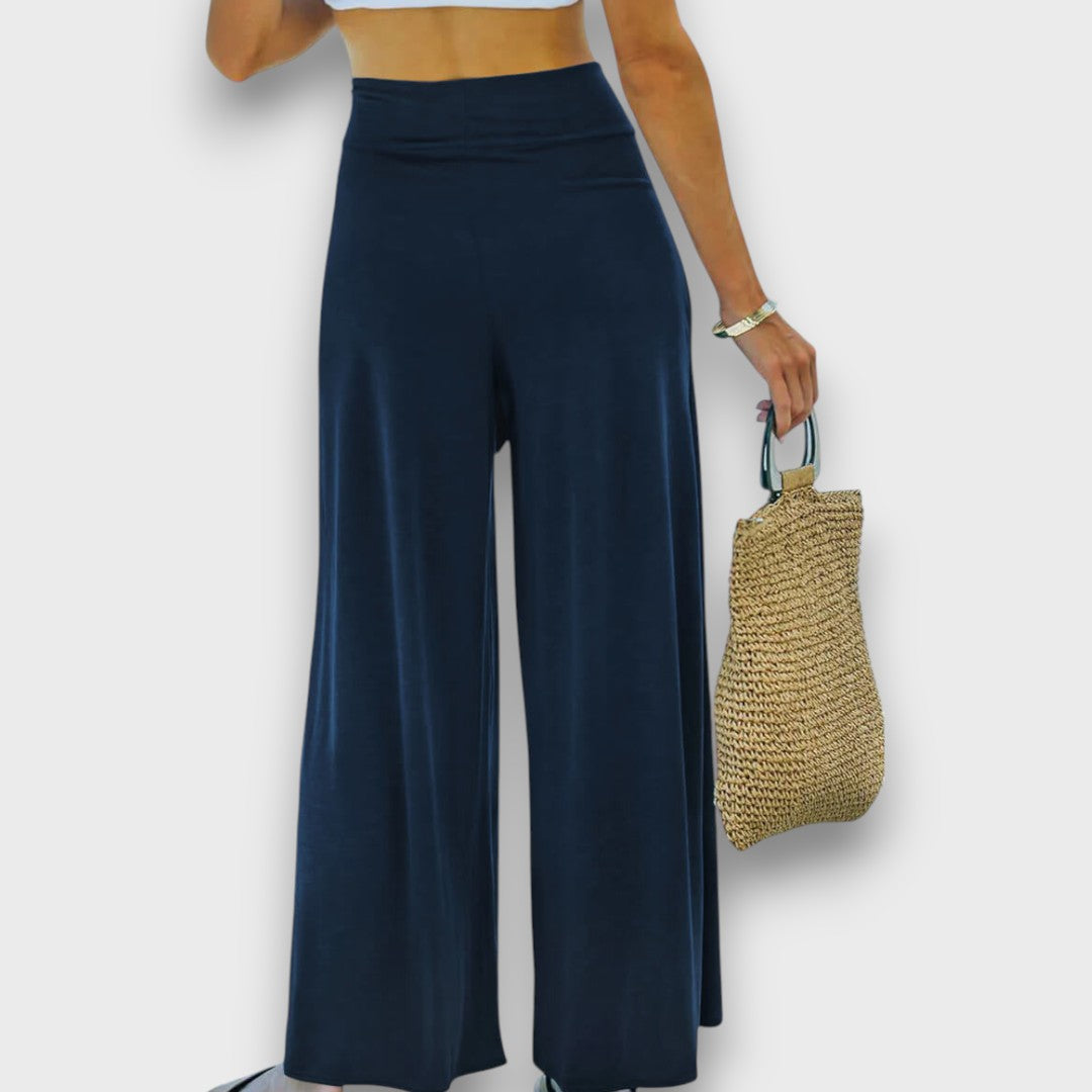 Élise™ – Summer Trousers with Crossover Effect and Tie Belt