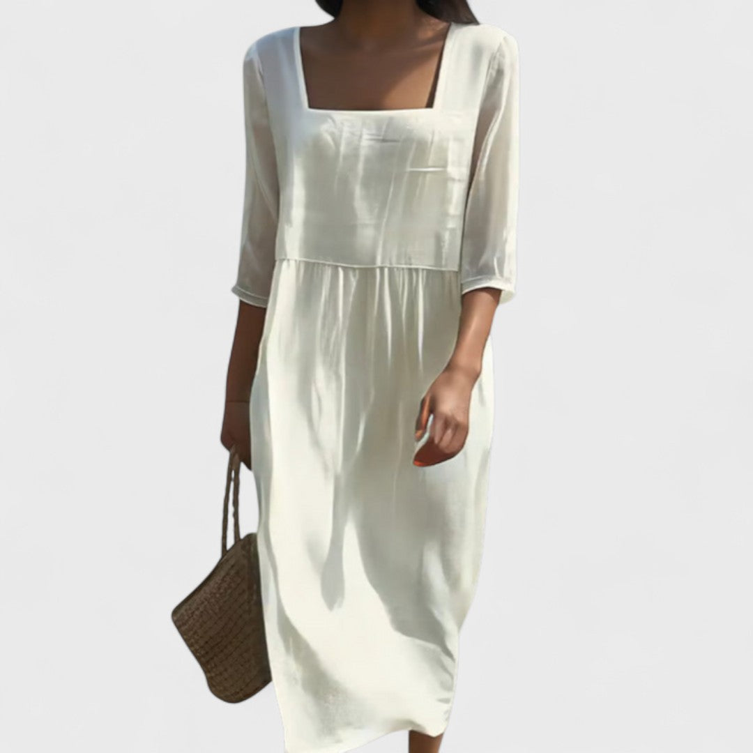 Élise™ - Linen Dress with Front Panel