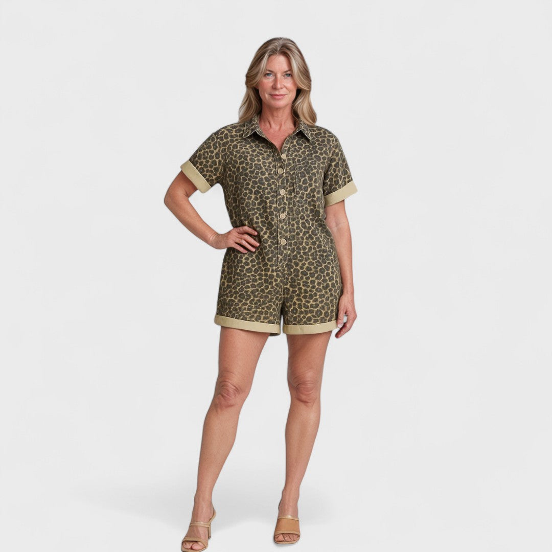 Élise™ - Leopard Print Shirt Dress