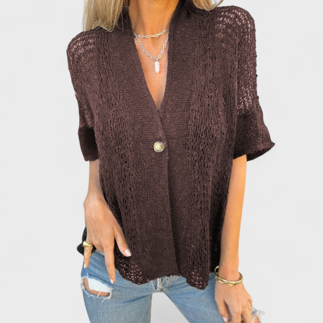 Élise™ - Women's Solid Color Top with One Button