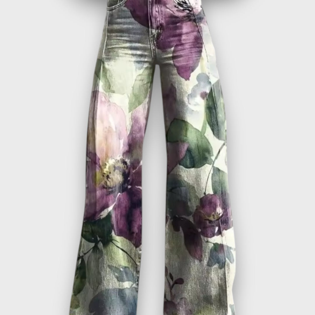 Élise™ – Wide-Leg Jeans with Floral Print