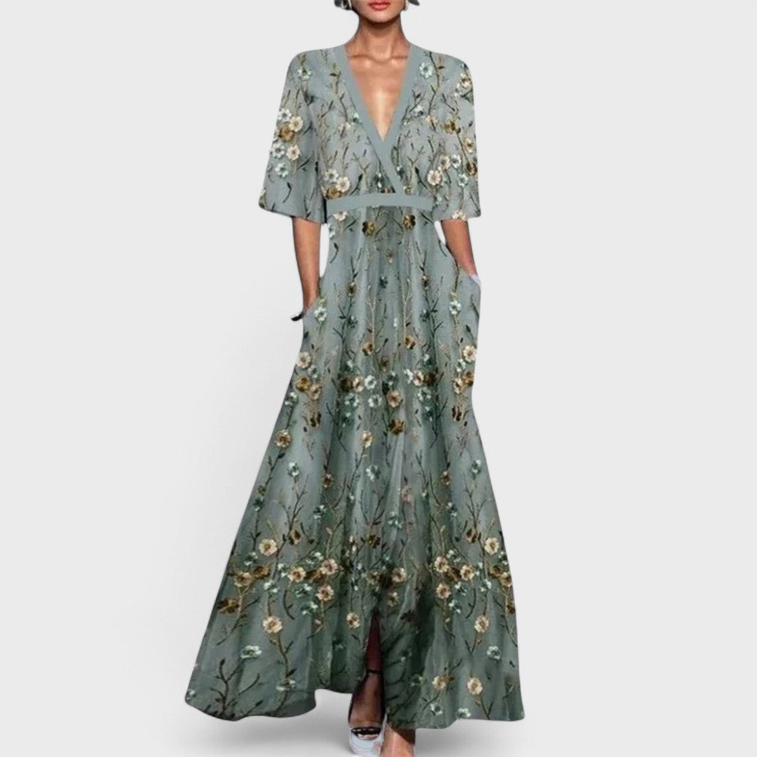 Élise™ - Elegant Floral Maxi Dress