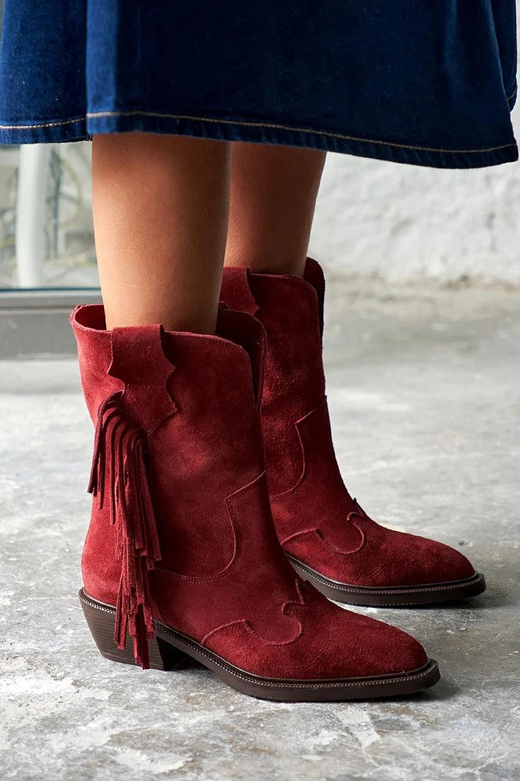 Élise™ - Western Style Ankle Boots