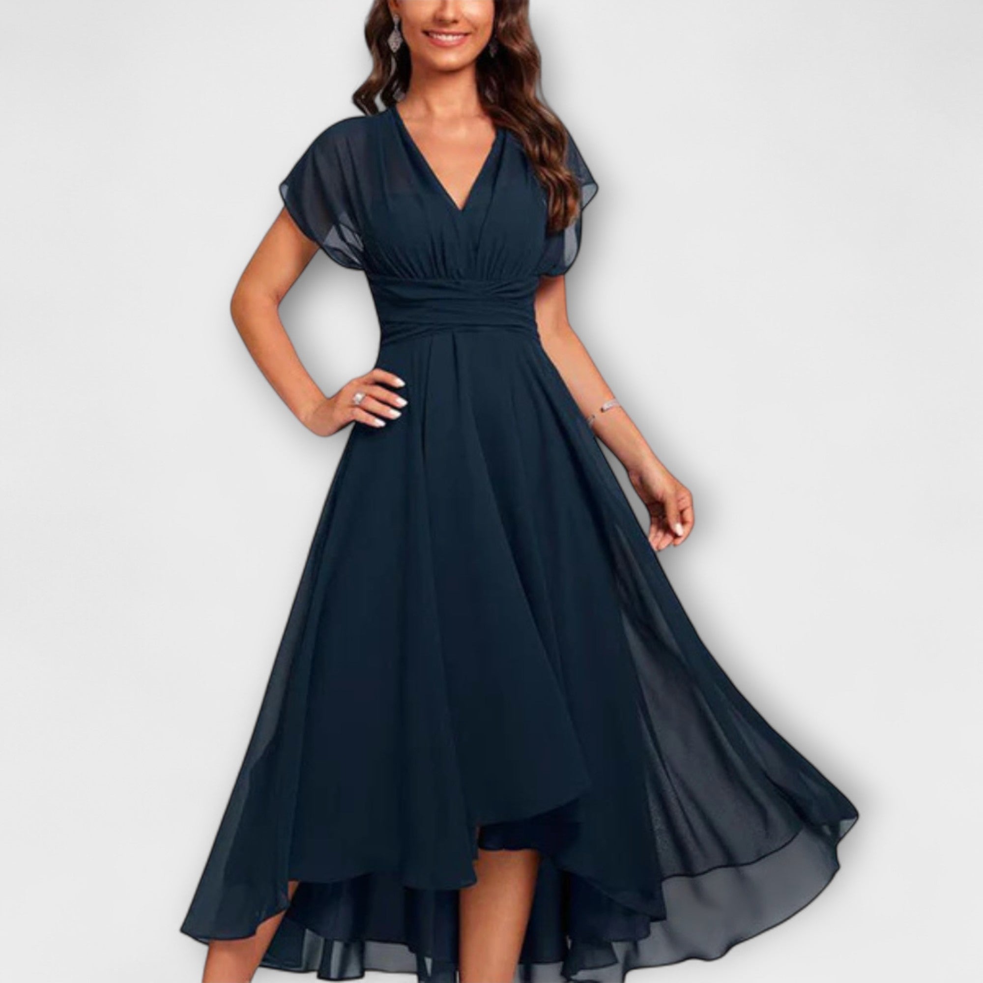 Élise™ – Fluid Evening Dress with V-Neck