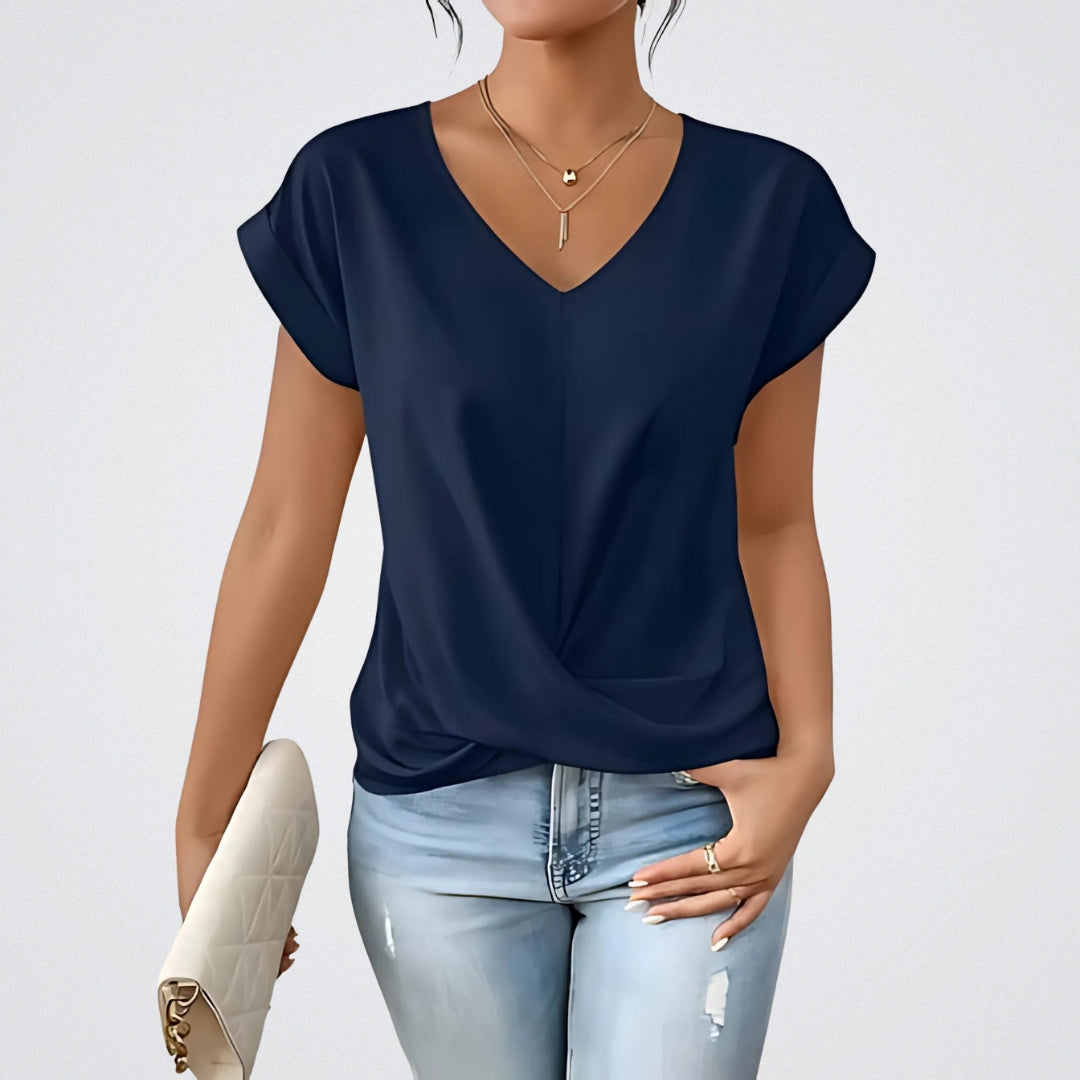 Élise™ – Twist Front Top with V-Neck