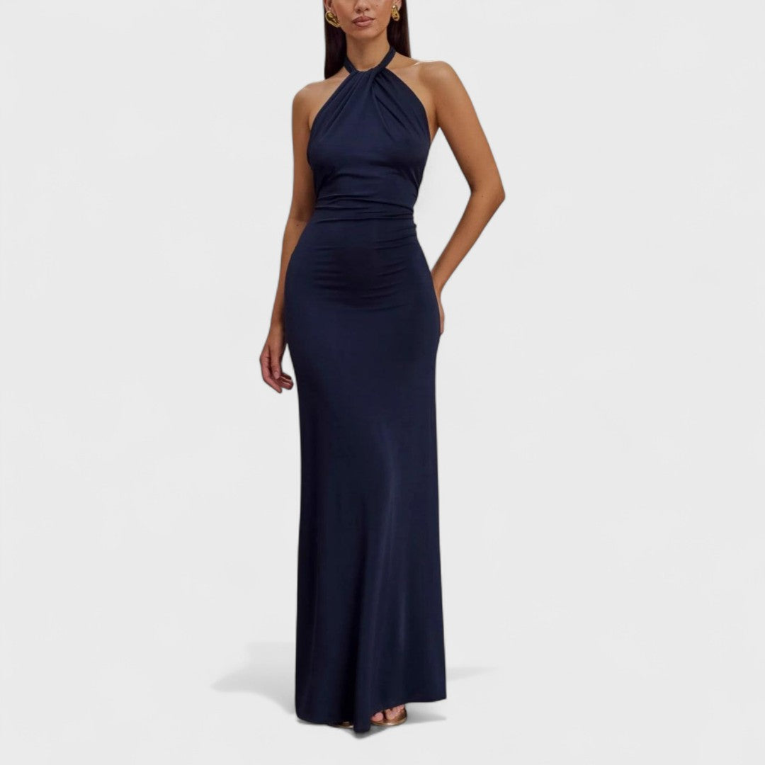Élise™ – Curvy Silk Dress with Halter Neck
