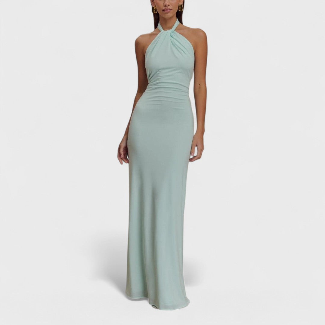 Élise™ – Curvy Silk Dress with Halter Neck