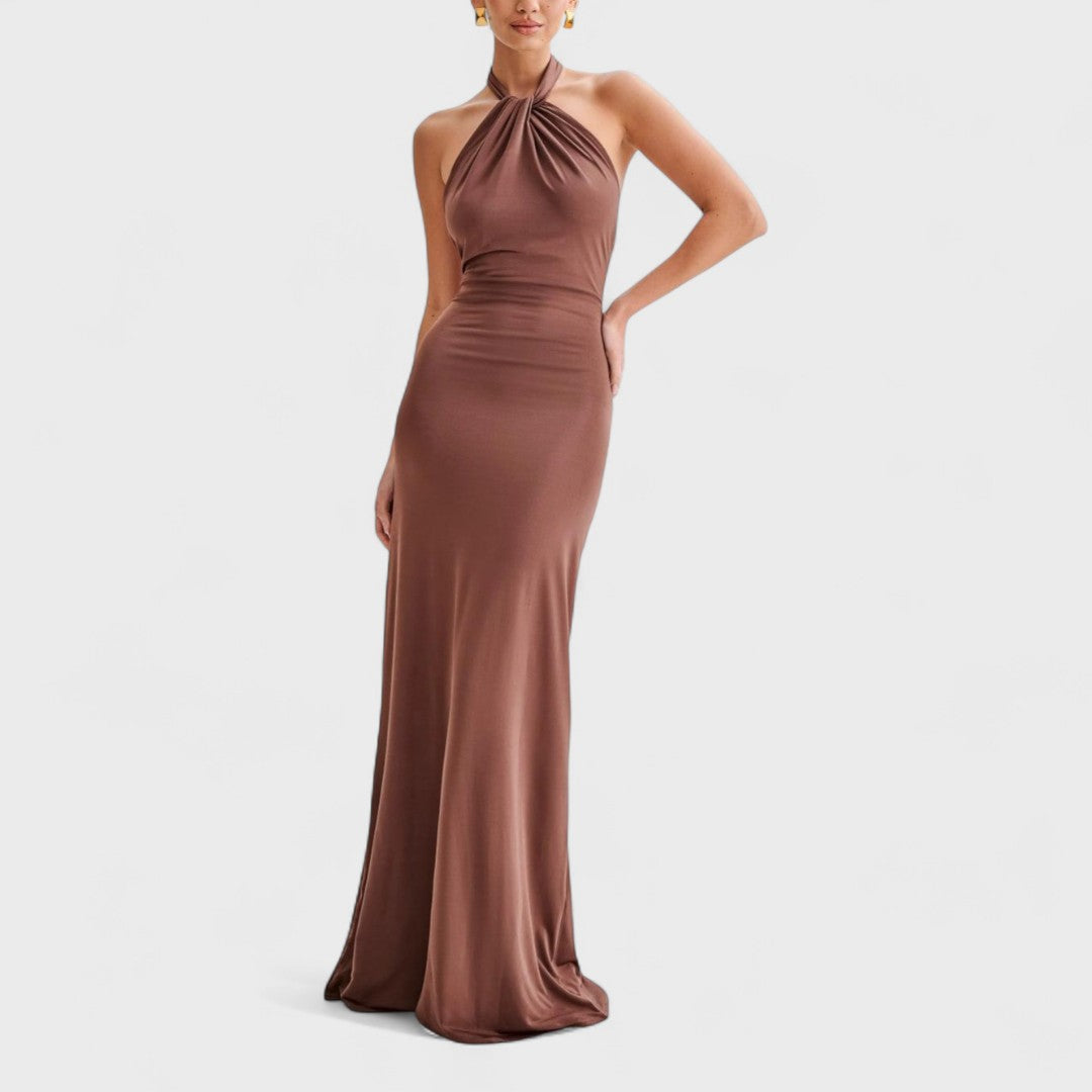 Élise™ – Curvy Silk Dress with Halter Neck