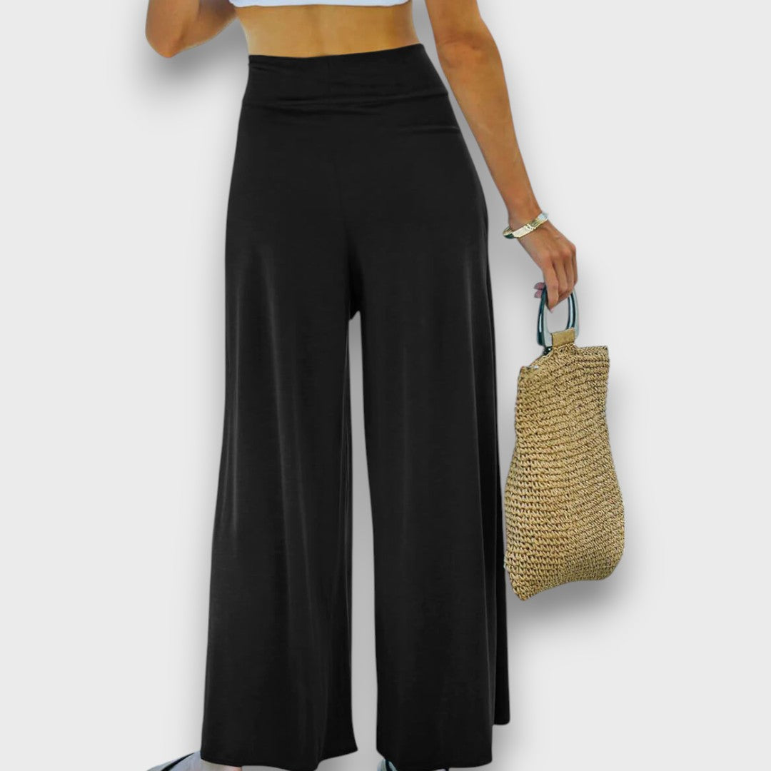 Élise™ – Summer Trousers with Crossover Effect and Tie Belt