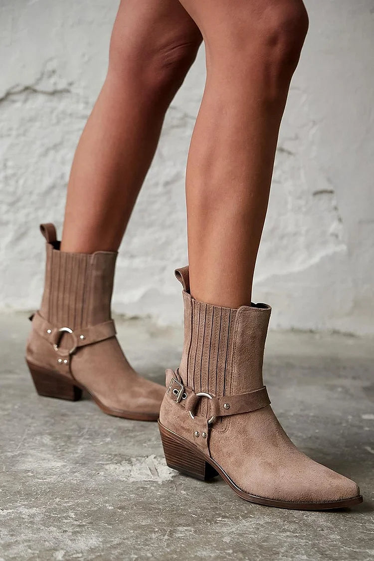 Élise™ - Western Suede Ankle Boots