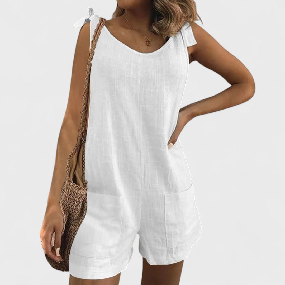 Élise™ - Short Playsuit with Shoulder Pockets and Ties