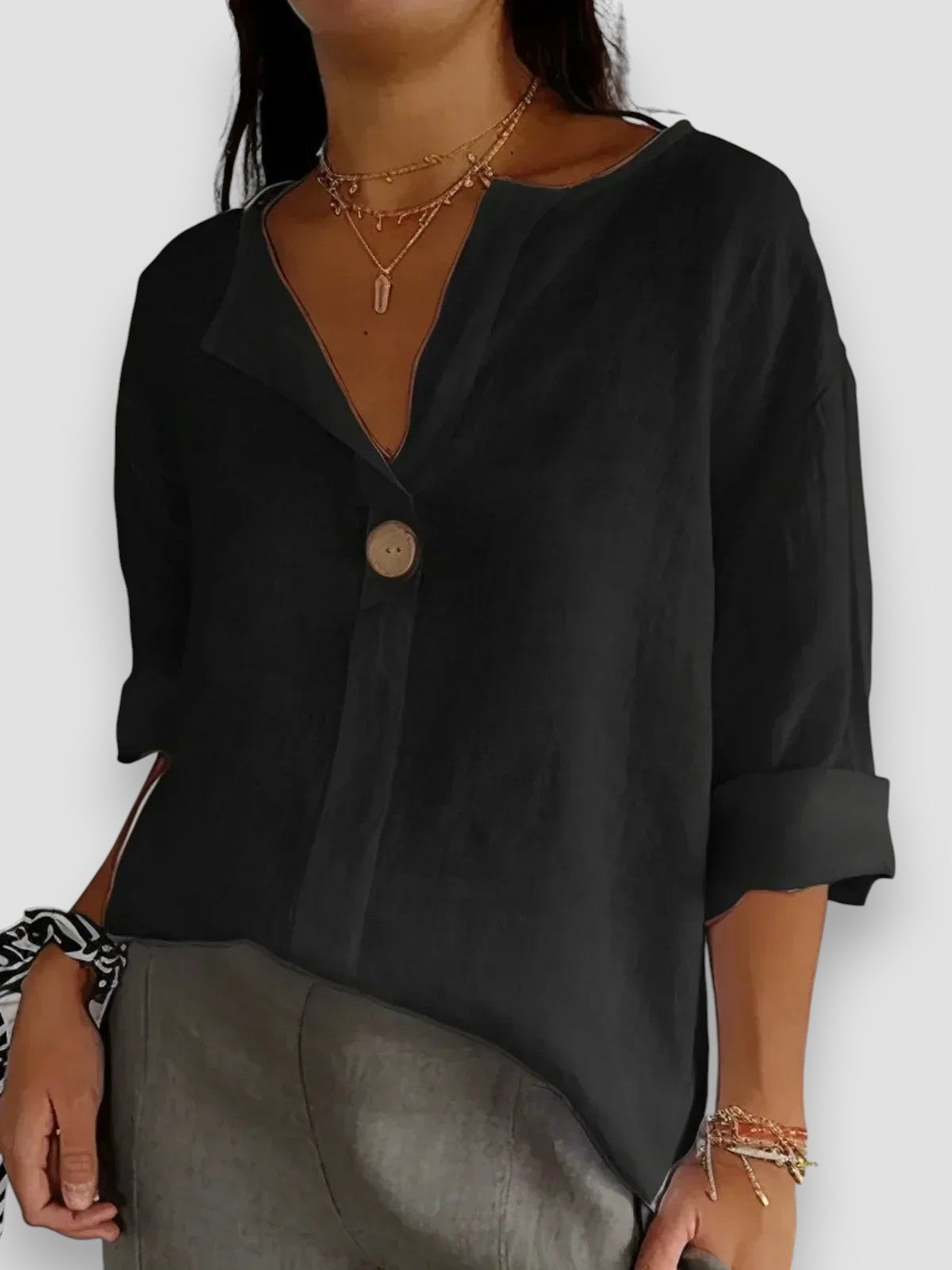Élise™ - Casual Blouse with V-Neck