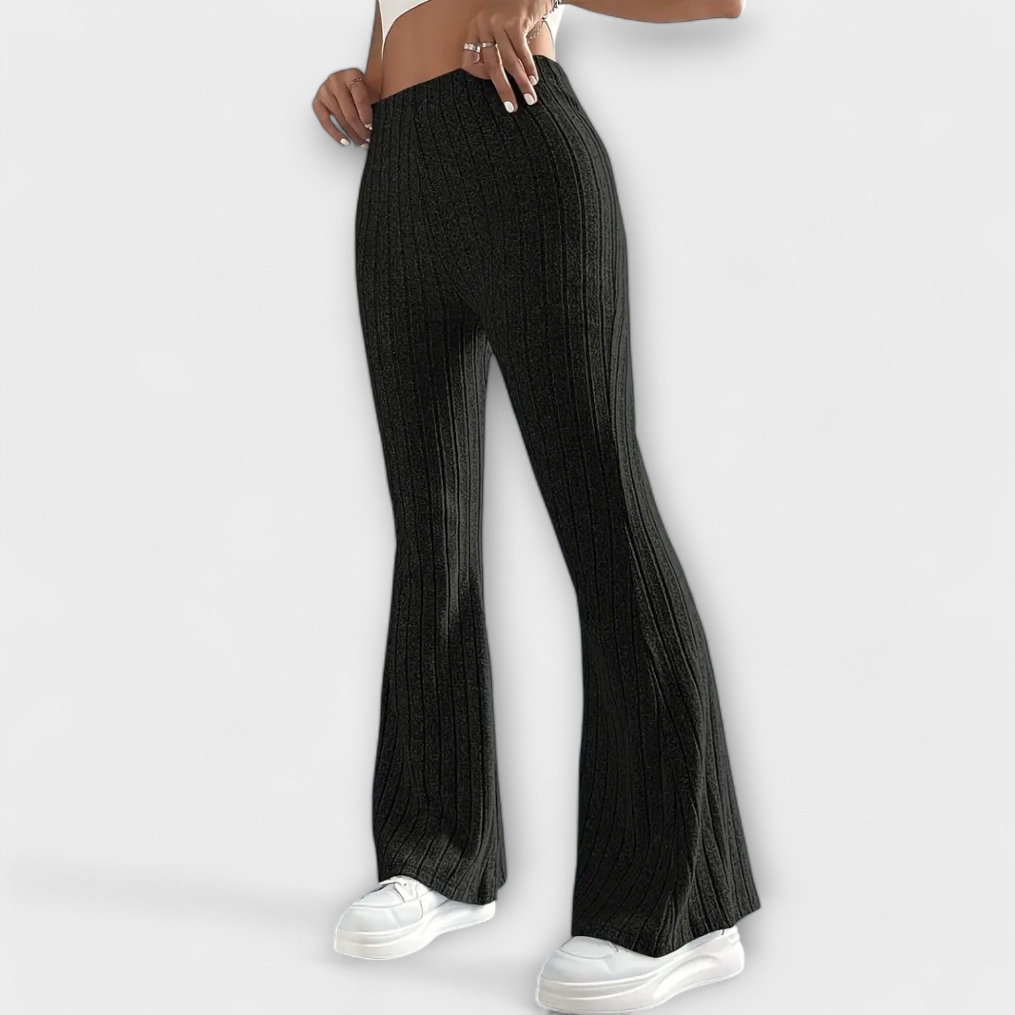 Élise™ – Flared Trousers with Fine Structure