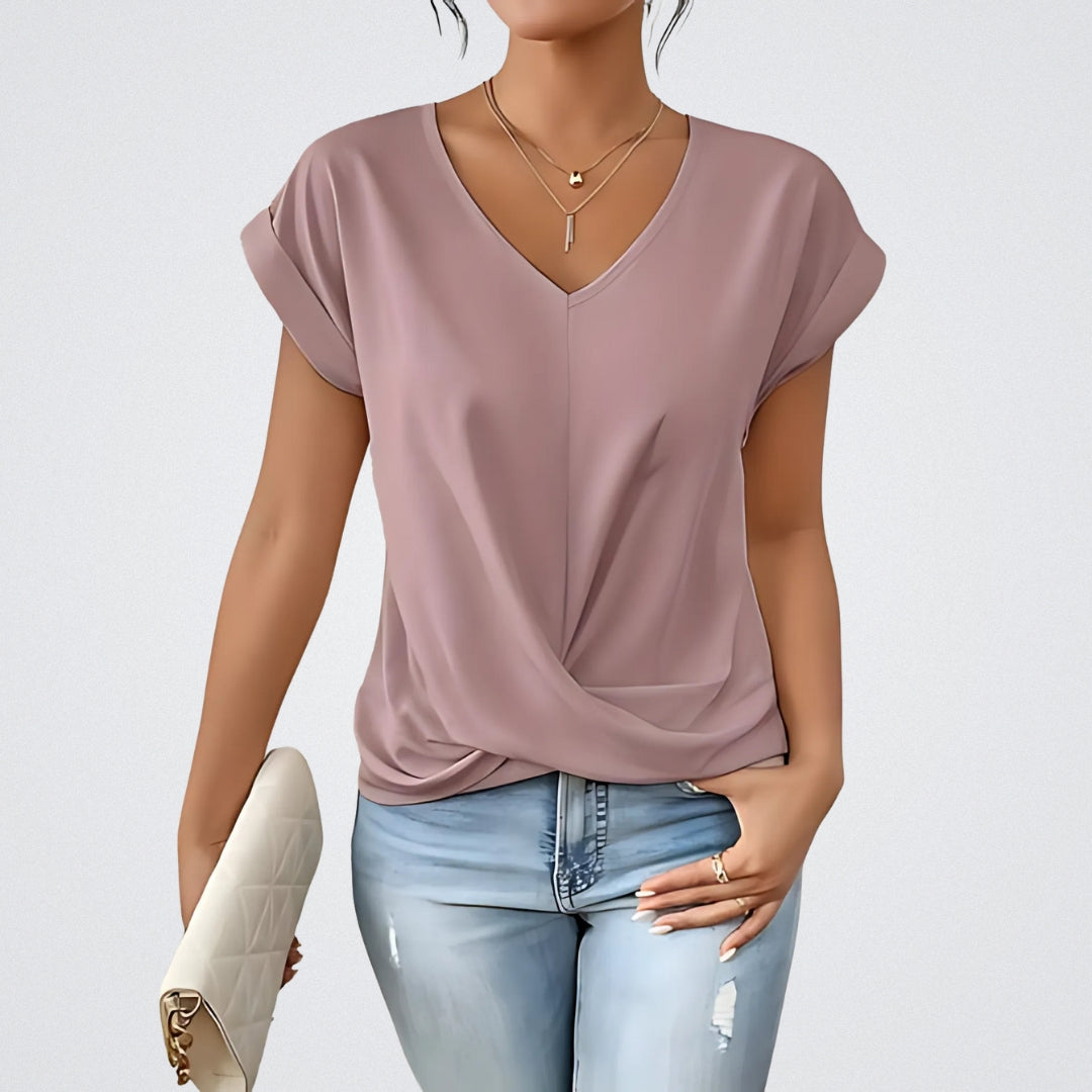 Élise™ – Twist Front Top with V-Neck