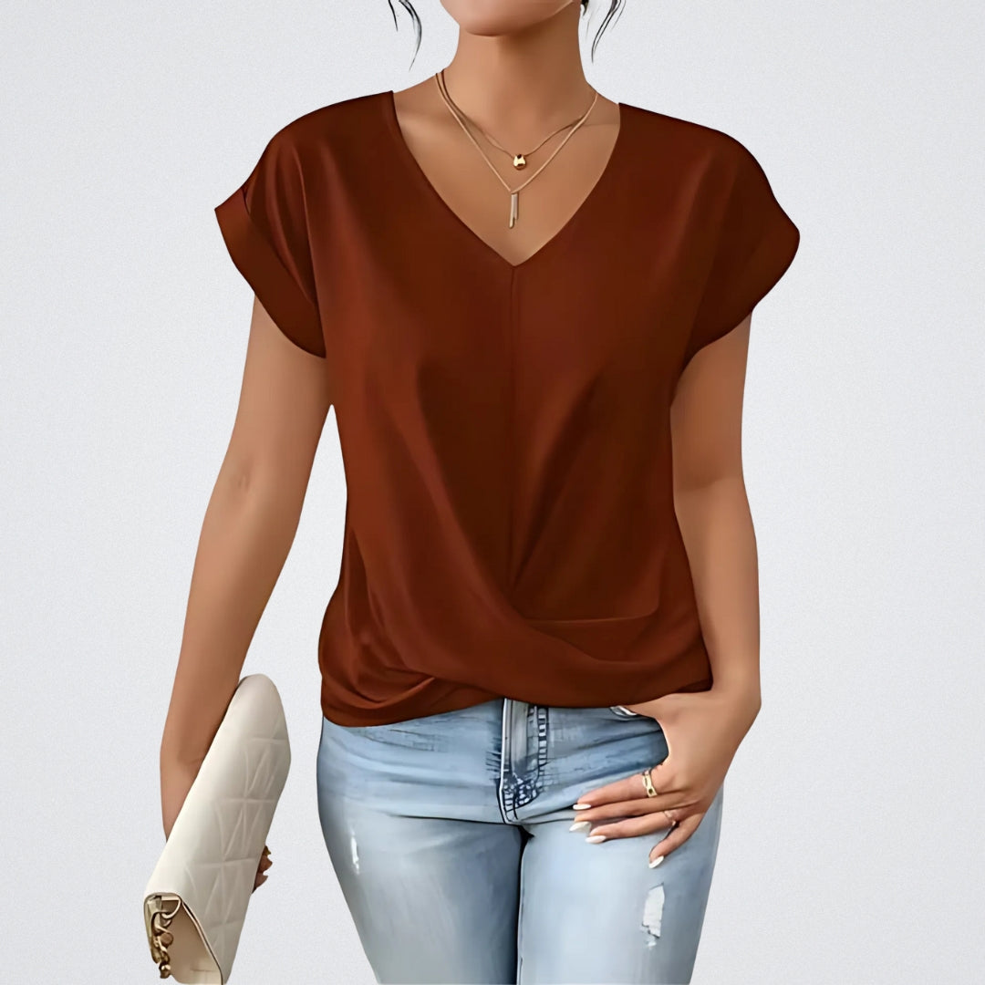 Élise™ – Twist Front Top with V-Neck