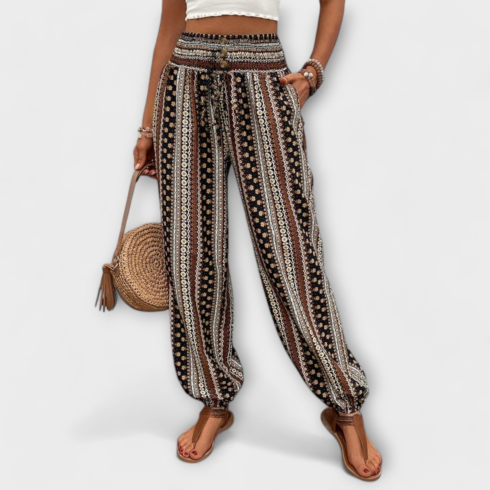 Élise™ - Tights with Ethnic Graphic