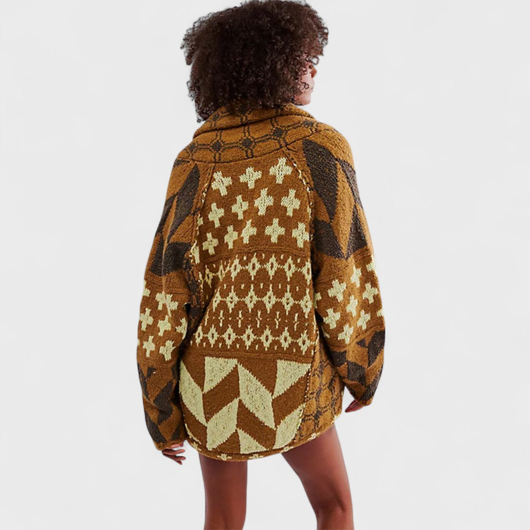 Élise - Vintage Cardigan with Button-Down Collar and Long Sleeves