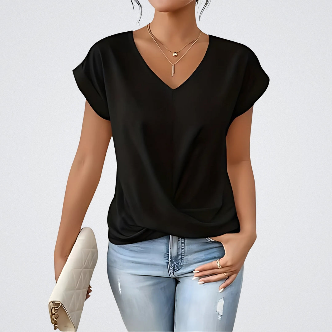 Élise™ – Twist Front Top with V-Neck