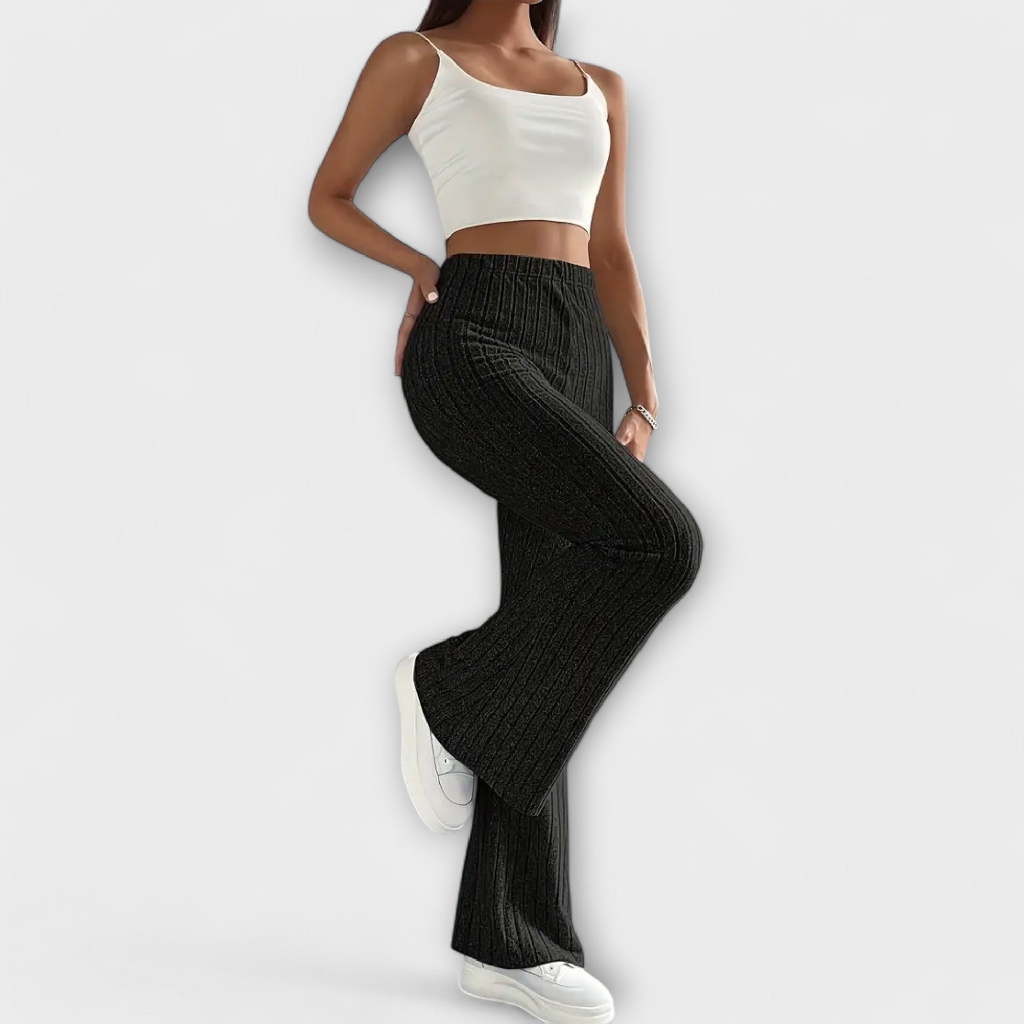 Élise™ – Flared Trousers with Fine Structure