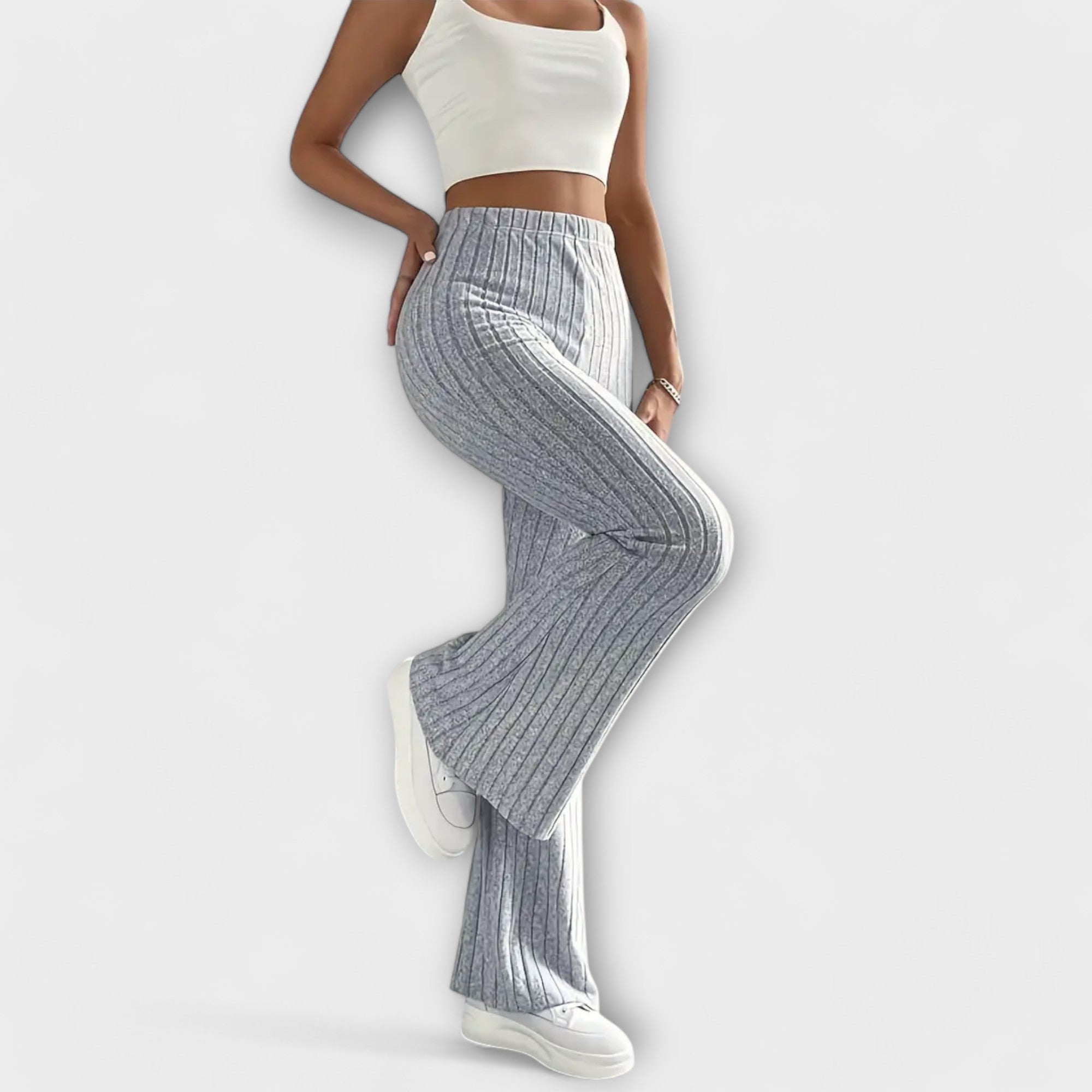 Élise™ – Flared Trousers with Fine Structure