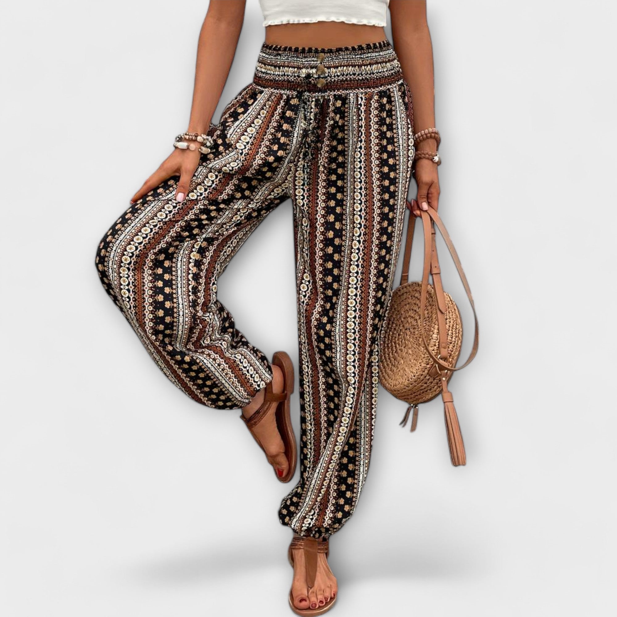 Élise™ - Tights with Ethnic Graphic