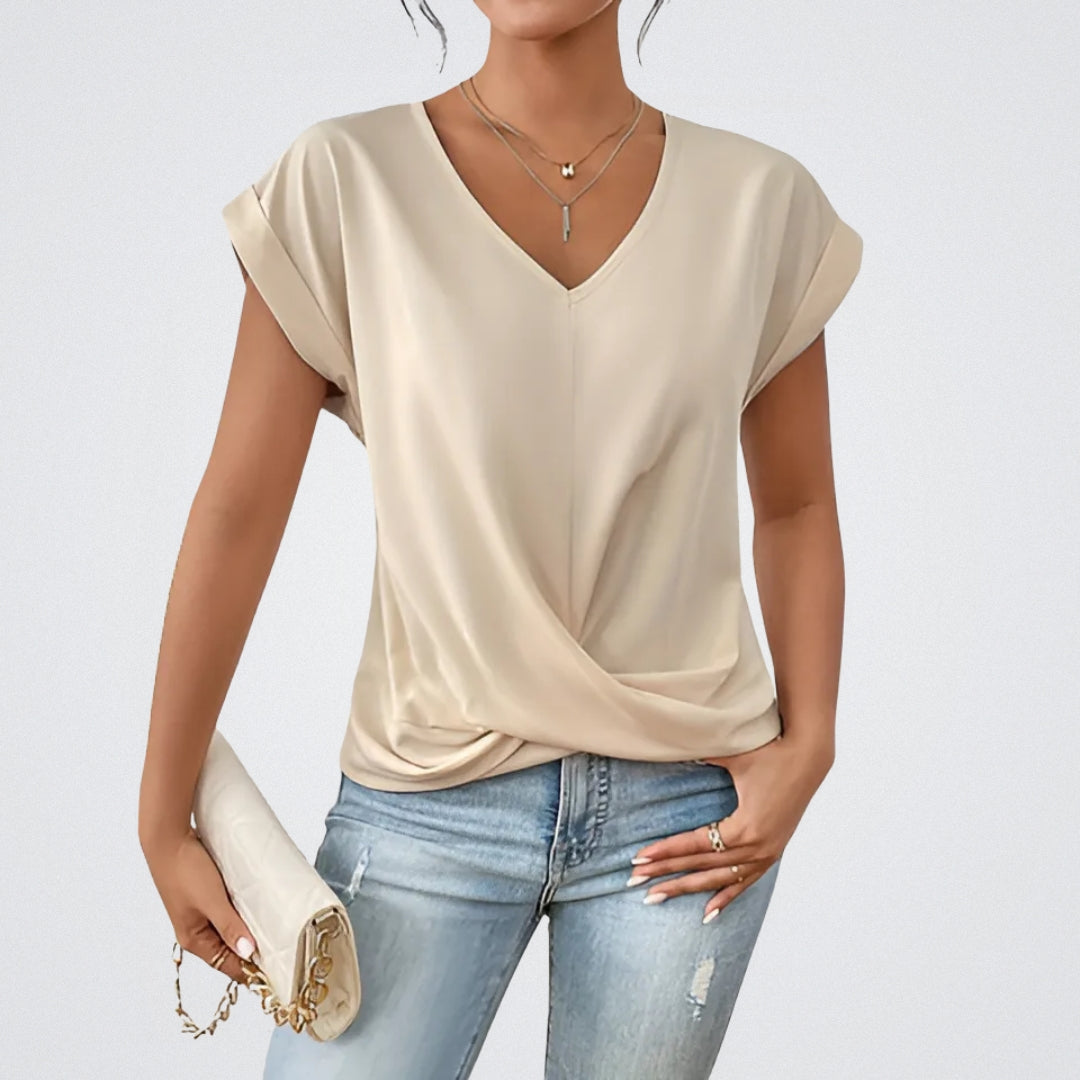 Élise™ – Twist Front Top with V-Neck