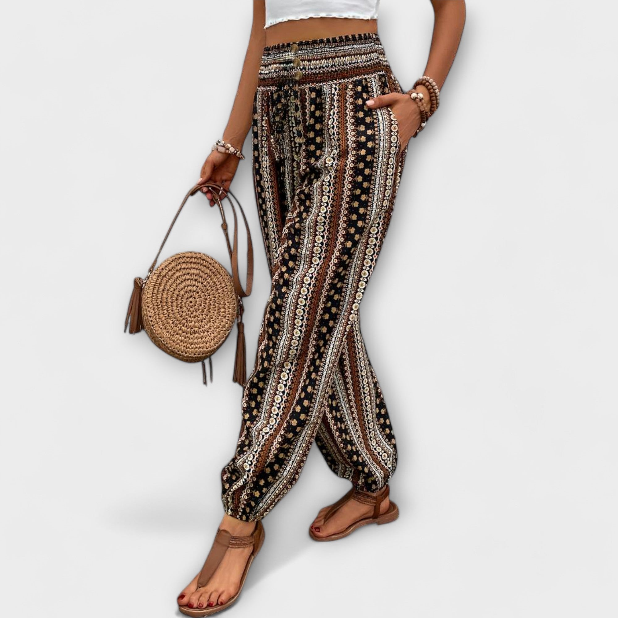 Élise™ - Tights with Ethnic Graphic