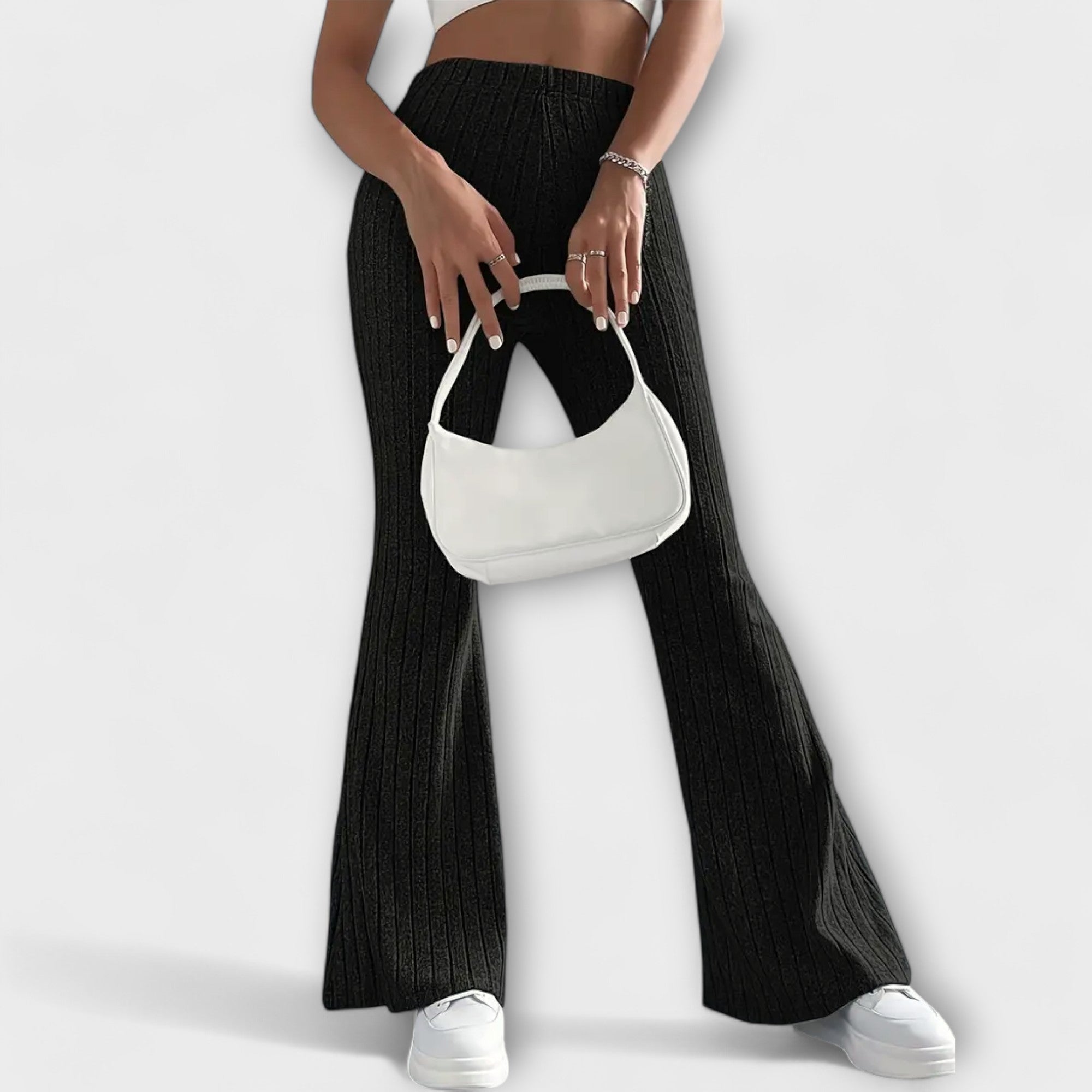 Élise™ – Flared Trousers with Fine Structure