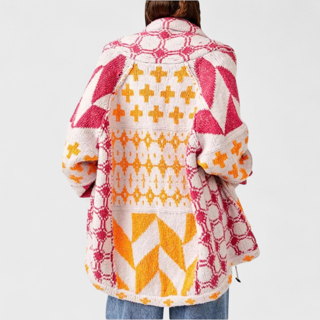 Élise - Vintage Cardigan with Button-Down Collar and Long Sleeves