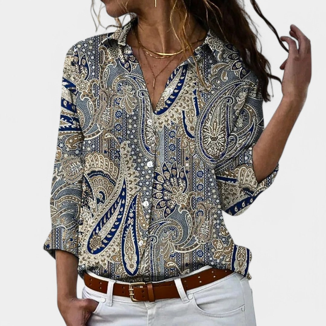 Élise™ | Women's Long Sleeve Blouse with Elegant Print