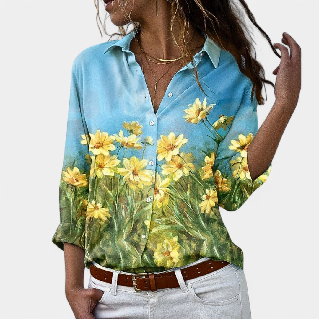 Élise™ | Women's Long Sleeve Blouse with Elegant Print