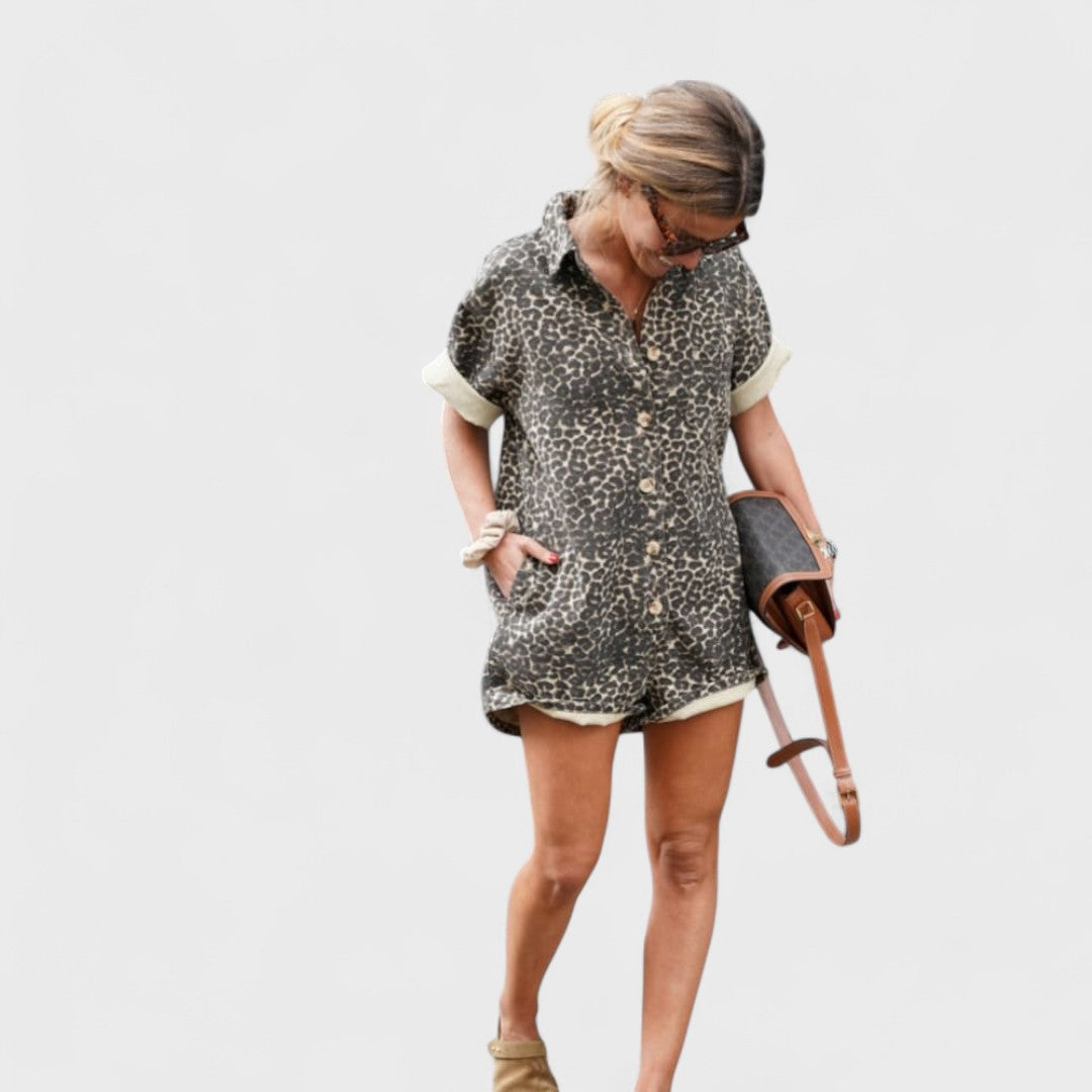Élise™ - Leopard Print Shirt Dress