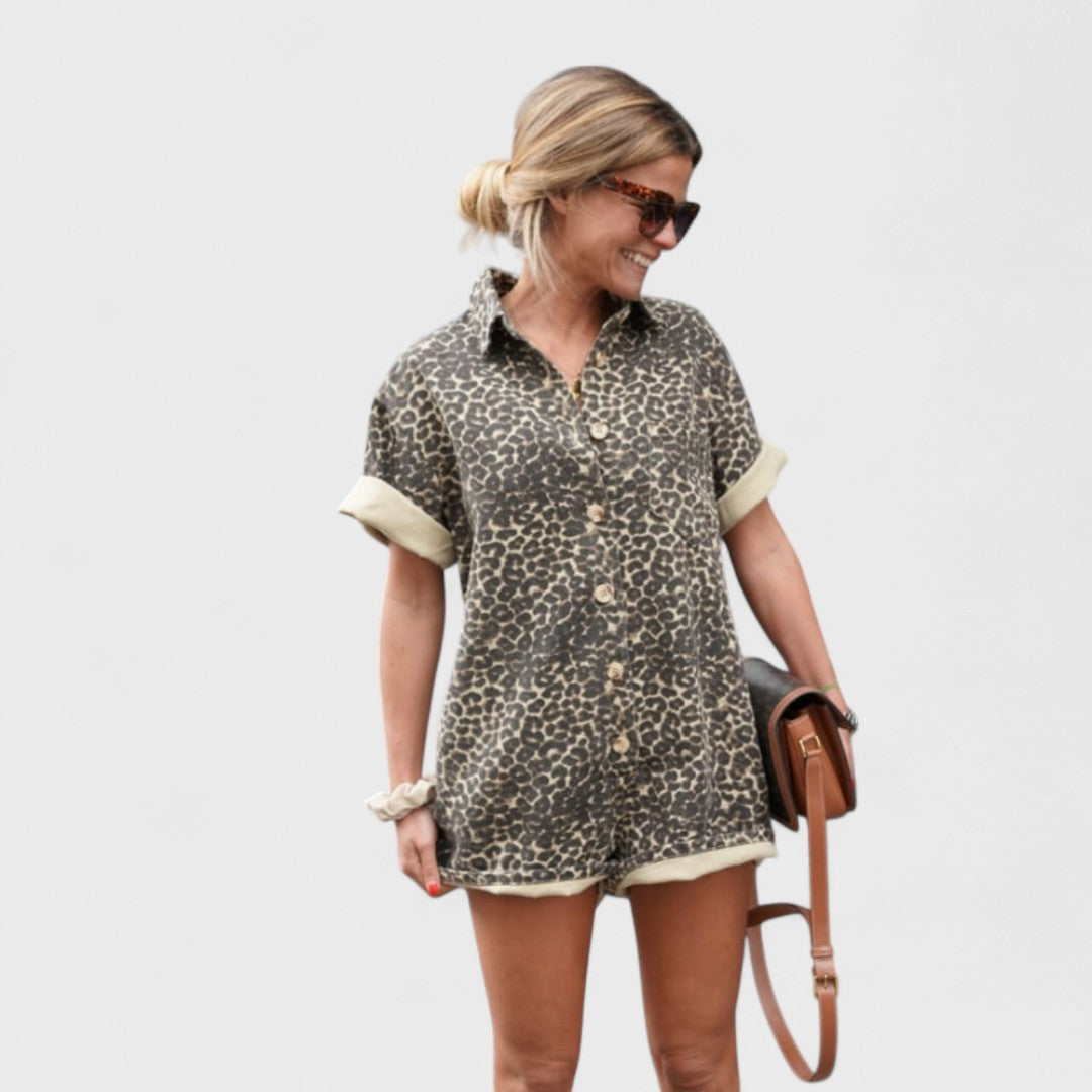 Élise™ - Leopard Print Shirt Dress