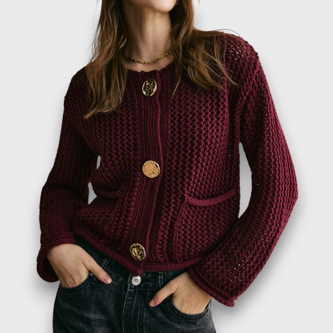 Élise – Burgundy Red Cardigan