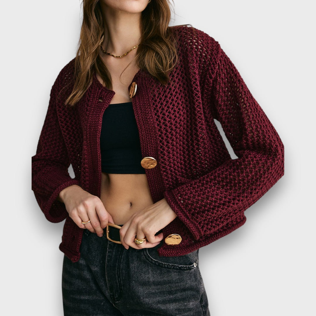 Élise – Burgundy Red Cardigan