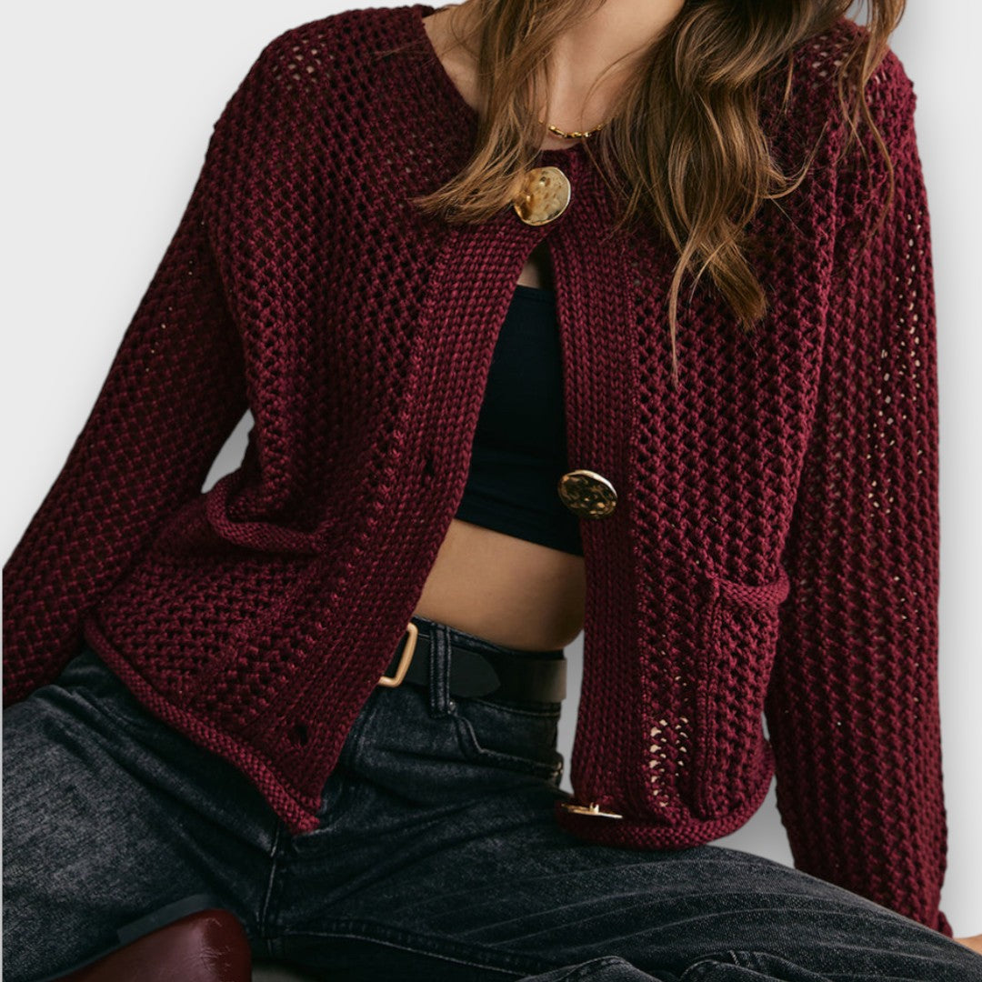 Élise – Burgundy Red Cardigan