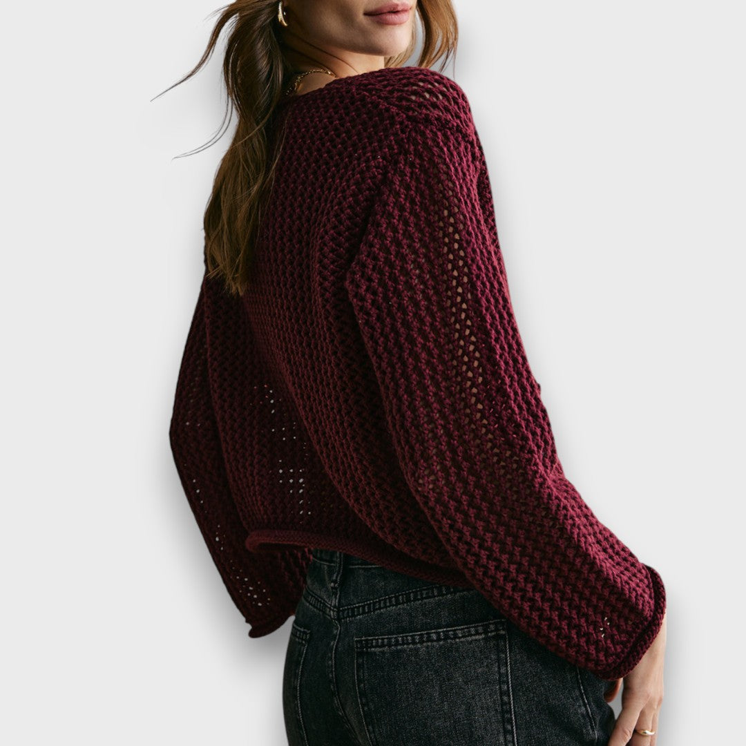 Élise – Burgundy Red Cardigan