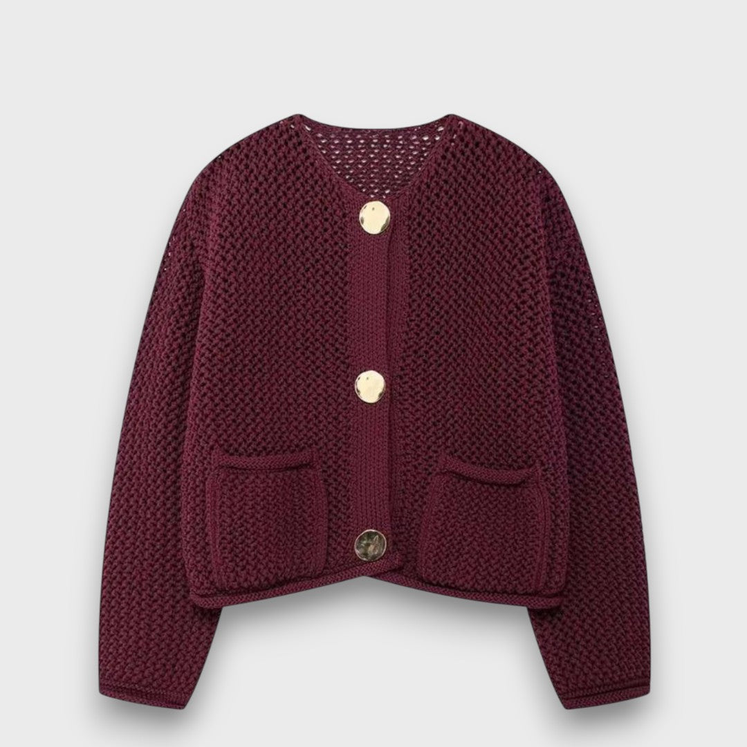 Élise – Burgundy Red Cardigan