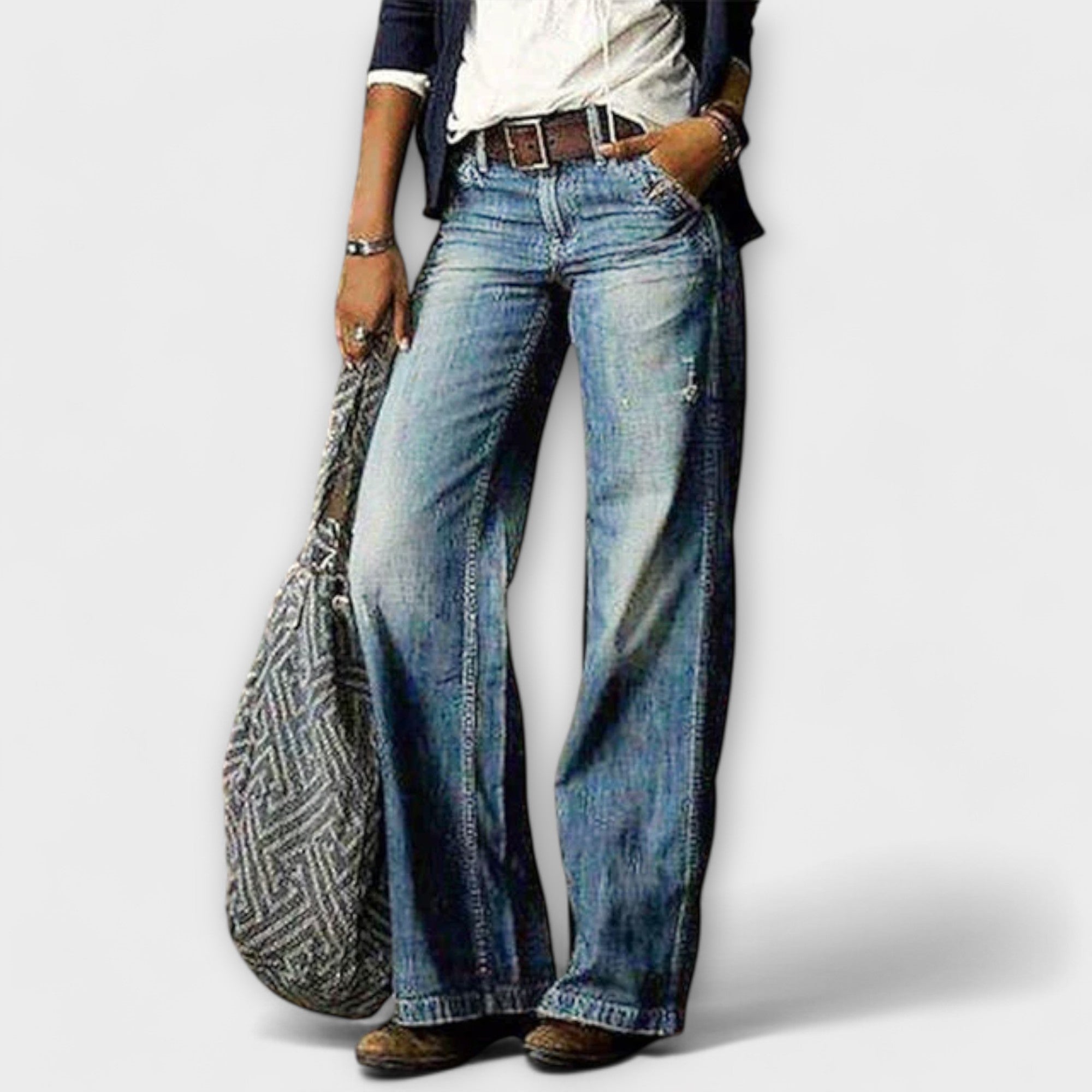 Élise™ - Wide Leg Denim Trousers