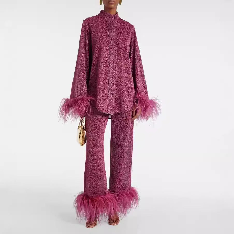 Élise™ - Two-Piece Set with Feather Collar